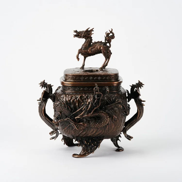 Incense Burner [Qilin , Dragon & PhoenixHandle] (BlackBrown)  NIPPONDO