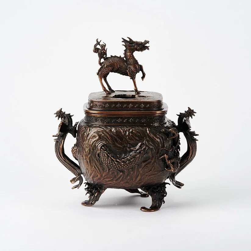 Incense Burner [Qilin , Dragon & PhoenixHandle] (BlackBrown)  NIPPONDO