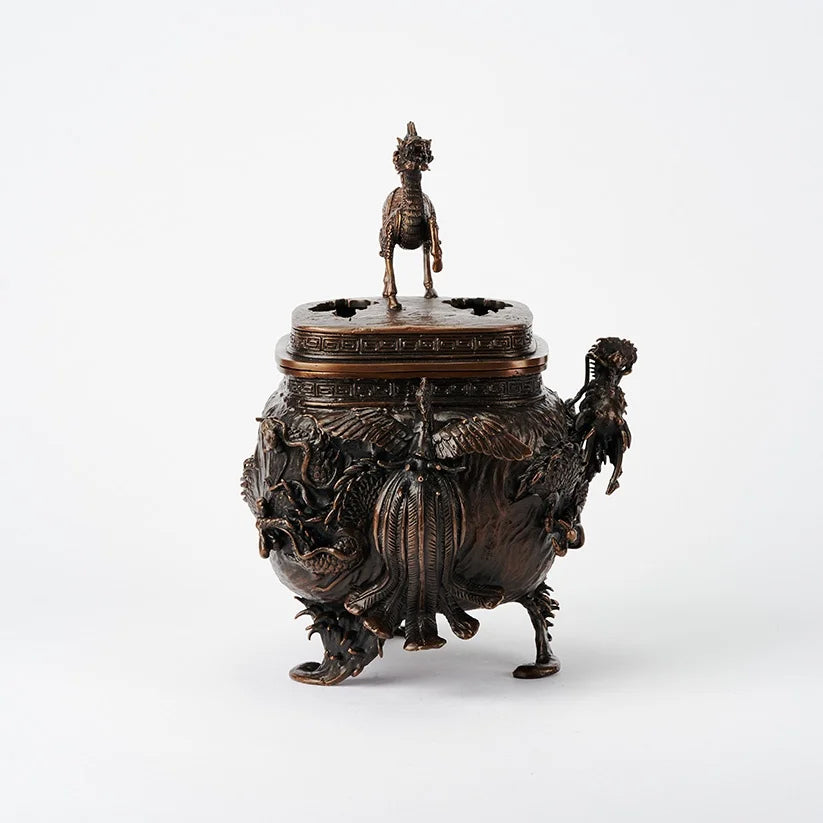 Incense Burner [Qilin , Dragon & PhoenixHandle] (BlackBrown)  NIPPONDO