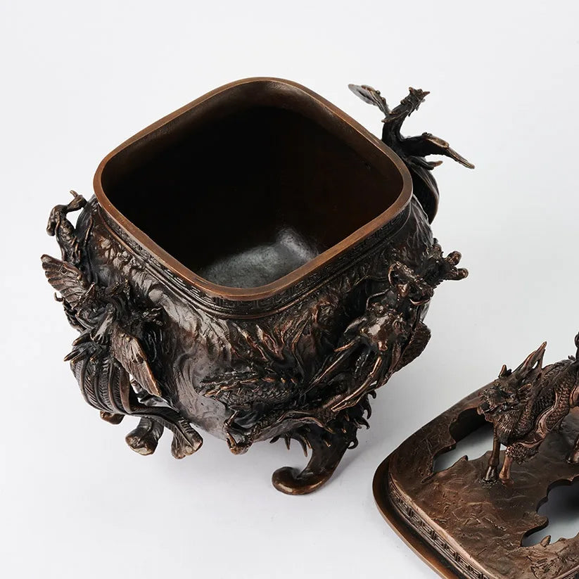 Incense Burner [Qilin , Dragon & PhoenixHandle] (BlackBrown)  NIPPONDO